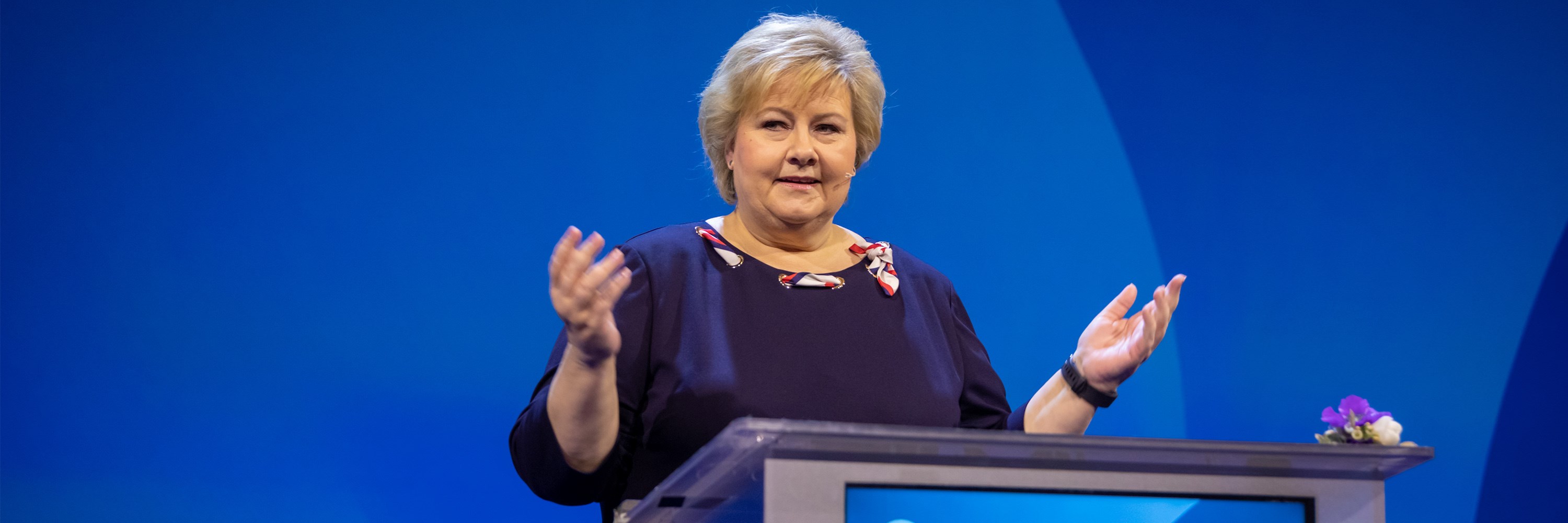 Erna Solberg på Høyres landsmøte.