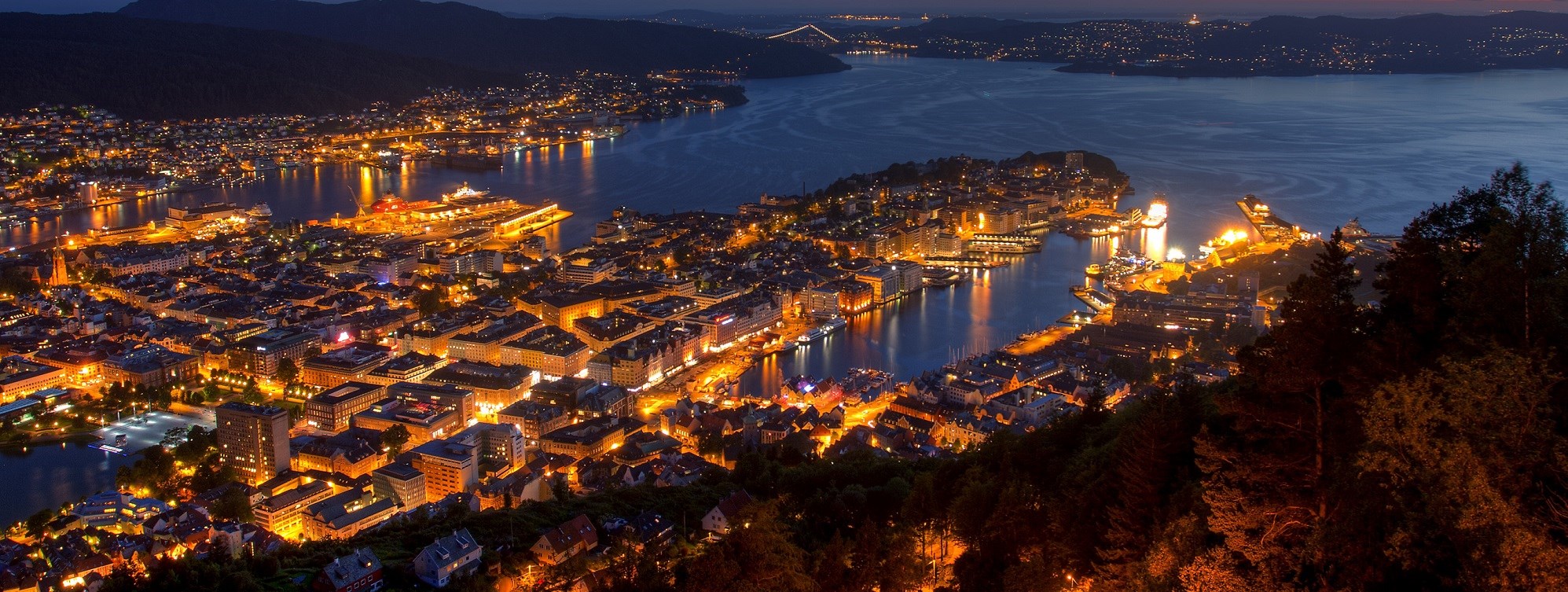 Photo: Bergen in street light, from Fløyen (Sergey Ashmarin)