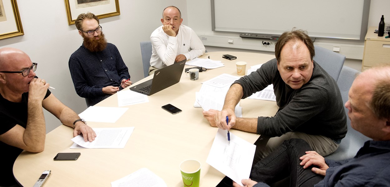 Professor Kjell G. Salvanes (research director CELE), PhD-student Ingar K. Haaland, senior advisor Bjarte Grønner, Tungodden and Cappelen.