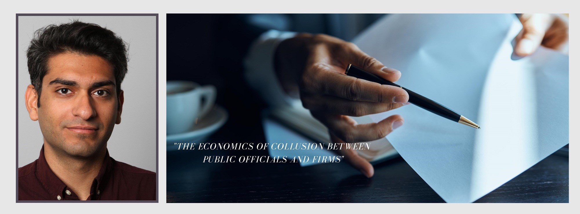 Shrey Nishchal disputerer for PhD-graden ved NHH 10. desember 2021 med avhandlingen «The Economics of Collusion Between Public Officials and Firms».