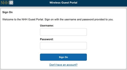 Wireless guest portal login form